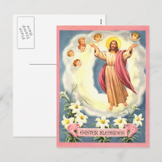 Easter Blessings Feiertagspostkarte (Vorne/Hinten)