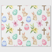 Easter Blessings – Seamless Bunny & Cross Pattern Geschenkpapier (Flach)
