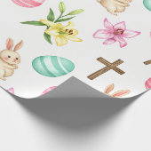 Easter Blessings – Seamless Bunny & Cross Pattern Geschenkpapier (Ecke)