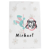 Easter Blue Bunny Personalized Gift Bag Mittlere Geschenktüte (Vorderseite)