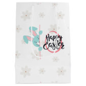 Easter Blue Bunny Personalized Gift Bag Mittlere Geschenktüte (Rückseite)