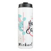 Easter Blue Bunny Personalized Thermal Tumbler Thermosbecher (Vorderseite)