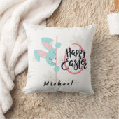 Easter Blue Bunny Personalized Throw Pillow Kissen (Decke)