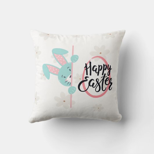 Easter Blue Bunny Personalized Throw Pillow Kissen (Rückseite)