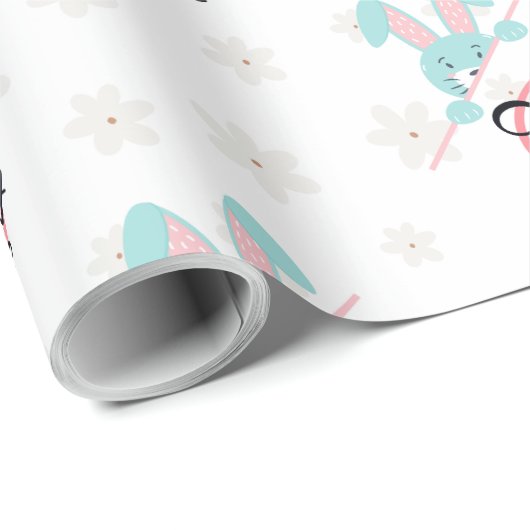 Easter Blue Bunny Wrapping Paper Geschenkpapier (Rolleneckpunkt)