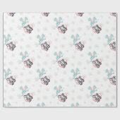 Easter Blue Bunny Wrapping Paper Geschenkpapier (Flach)