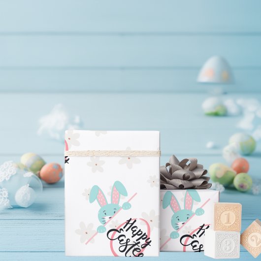 Easter Blue Bunny Wrapping Paper Geschenkpapier