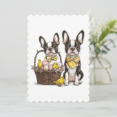 Easter Boston Terrier Dogs Feiertagskarte (Stehend Vorderseite)