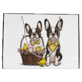 Easter Boston Terrier Dogs Große Geschenktüte (Rückseite)