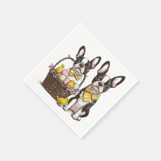 Easter Boston Terrier Dogs Serviette (Ecke)