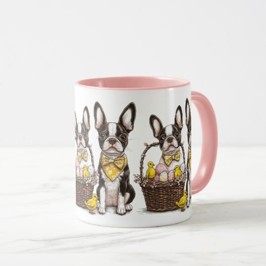Easter Boston Terrier Dogs Tasse (VorderseiteRechts)