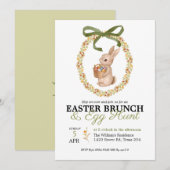 Easter Brunch and Egg Hunt Bunny Floral Invitation Einladung (Vorne/Hinten)