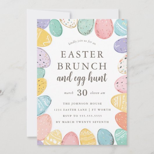 Easter Brunch and Egg Hunt Easter Holiday Invitati Einladung (Vorderseite)