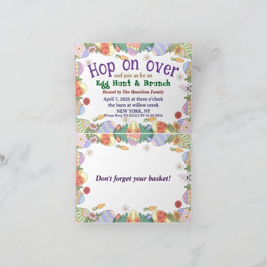 Easter Brunch & Egg Hunt Spring Meadow Bunny Einladung (Innenseite)
