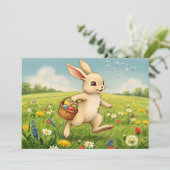 Easter Brunch & Egg Hunt Spring Meadow Bunny Einladung (Stehend Vorderseite)