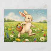 Easter Brunch & Egg Hunt Spring Meadow Bunny Einladungspostkarte (Vorderseite)