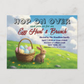 Easter Brunch & Egg Hunt Spring Meadow Bunny Einladungspostkarte (Vorderseite)
