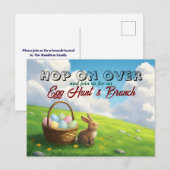 Easter Brunch & Egg Hunt Spring Meadow Bunny Einladungspostkarte (Vorne/Hinten)