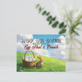 Easter Brunch & Egg Hunt Spring Meadow Bunny Einladungspostkarte (Stehend Vorderseite)