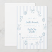Easter Brunch Vintage Blue Bunny Spring Family Einladung (Vorne/Hinten)