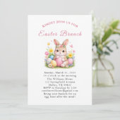 Easter Brunch Watercolor Bunny Rabbit Eggs Floral Einladung (Stehend Vorderseite)