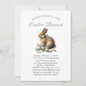 Easter Brunch Watercolor Bunny Rabbit Eggs Floral Einladung (Vorderseite)