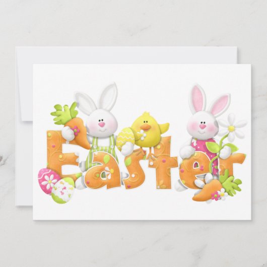 Easter Bunnies and Chick Flat Card (Vorderseite)