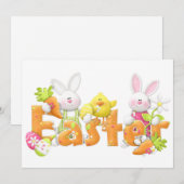 Easter Bunnies and Chick Flat Card (Vorne/Hinten)