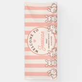 Easter Bunnies Girl 1st Birthday Party Welcome Banner (Vertikal)