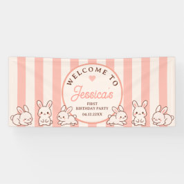 Easter Bunnies Girl 1st Birthday Party Welcome Banner