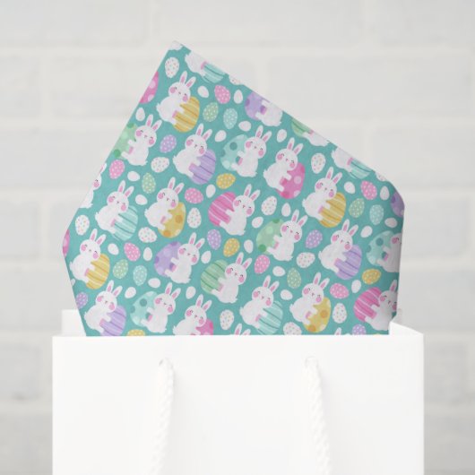 Easter Bunnies Hugging Easter Eggs Kids Pattern Seidenpapier (Geschenk Tasche)