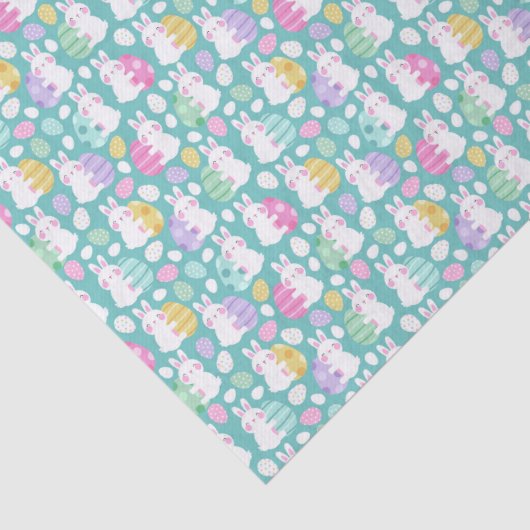 Easter Bunnies Hugging Easter Eggs Kids Pattern Seidenpapier (Detail)