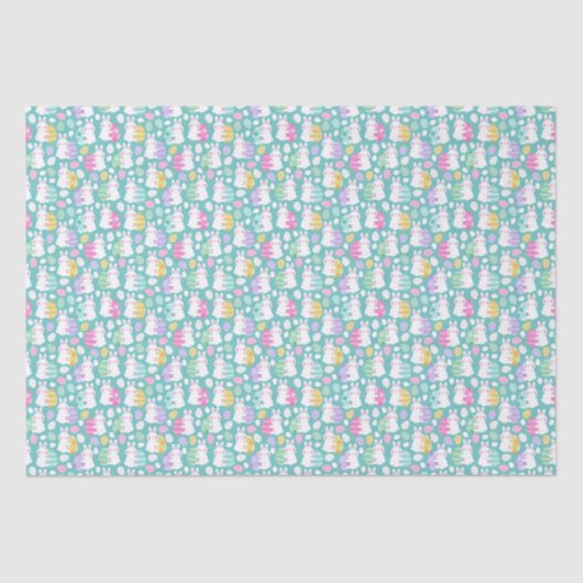 Easter Bunnies Hugging Easter Eggs Kids Pattern Seidenpapier (Vorderseite)