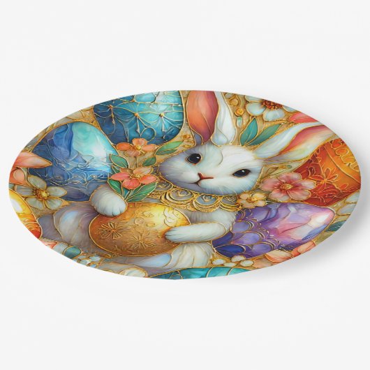 EASTER BUNNY 3D ~ Alkoholtinten ~ Papierplatte Pappteller (Schrägansicht)