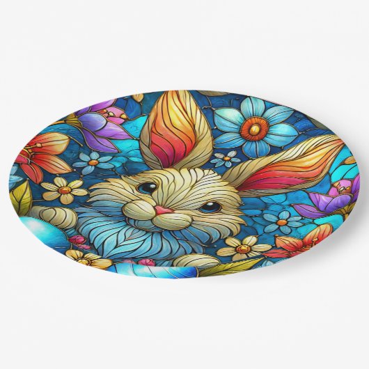 EASTER BUNNY 3D ~ Alkoholtinten ~ Papierplatte Pappteller (Schrägansicht)