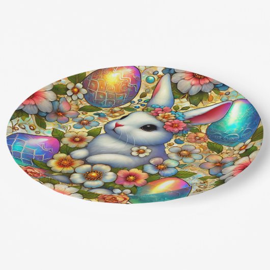 EASTER BUNNY 3D ~ Alkoholtinten ~ Papierplatte Pappteller (Schrägansicht)
