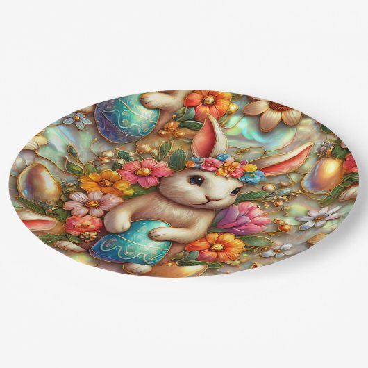 EASTER BUNNY 3D ~ Alkoholtinten ~ Papierplatte Pappteller (Schrägansicht)