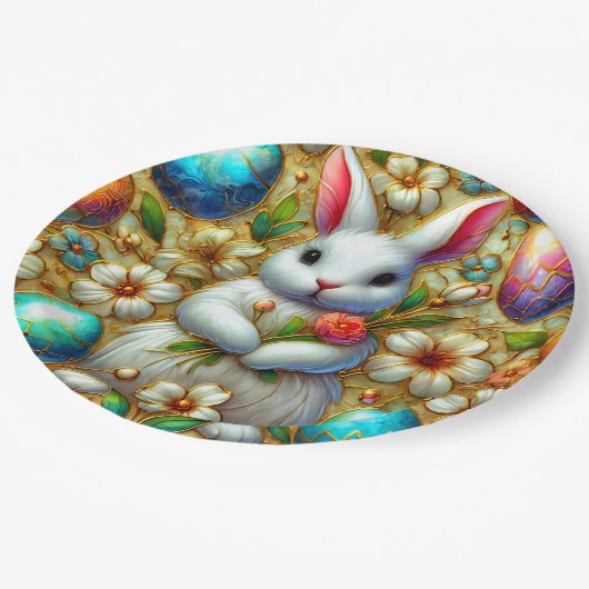 EASTER BUNNY 3D ~ Alkoholtinten ~ Papierplatte Pappteller (Schrägansicht)