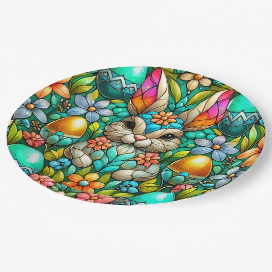 EASTER BUNNY 3D ~ Alkoholtinten ~ Papierplatte Pappteller (Schrägansicht)