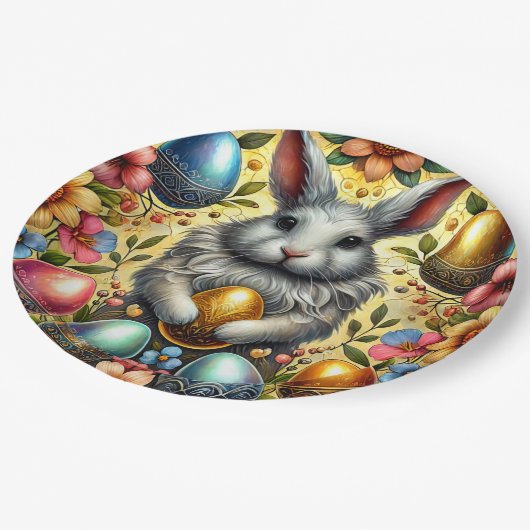 EASTER BUNNY 3D ~ Alkoholtinten ~ Papierplatte Pappteller (Schrägansicht)