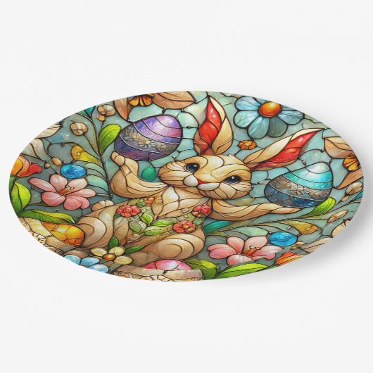 EASTER BUNNY 3D ~ Alkoholtinten ~ Papierplatte Pappteller (Schrägansicht)