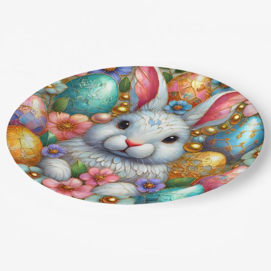 EASTER BUNNY 3D ~ Alkoholtinten ~ Papierplatte Pappteller (Schrägansicht)