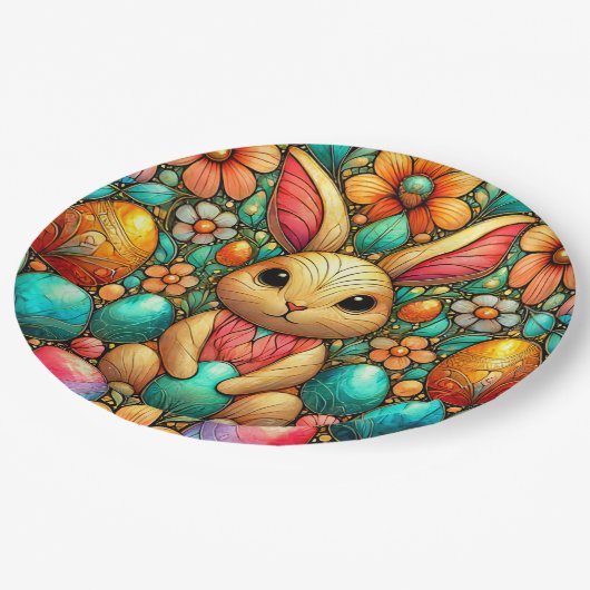 EASTER BUNNY 3D ~ Alkoholtinten ~ Papierplatte Pappteller (Schrägansicht)