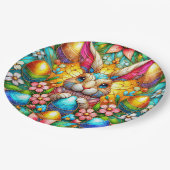 EASTER BUNNY 3D ~ mehrfarbig ~ Pappteller (Schrägansicht)
