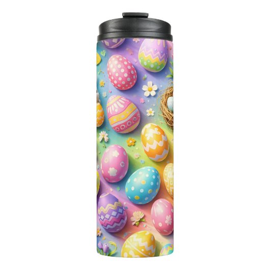Easter bunny and colourful egg pattern thermosbecher (Vorderseite)