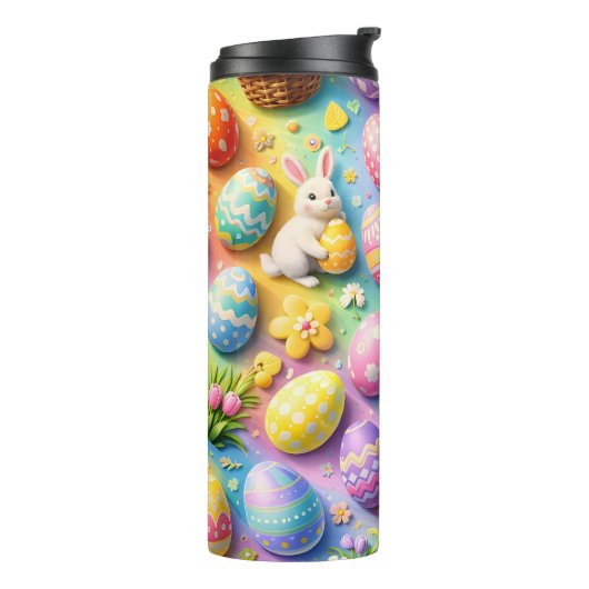 Easter bunny and colourful egg pattern thermosbecher (Nach links gedreht)