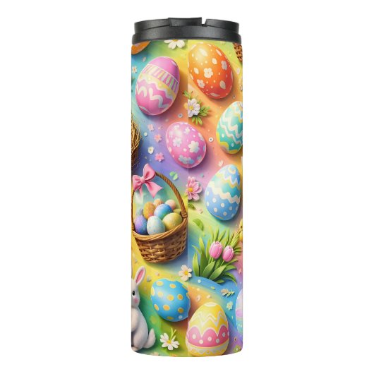 Easter bunny and colourful egg pattern thermosbecher (Rückseite)