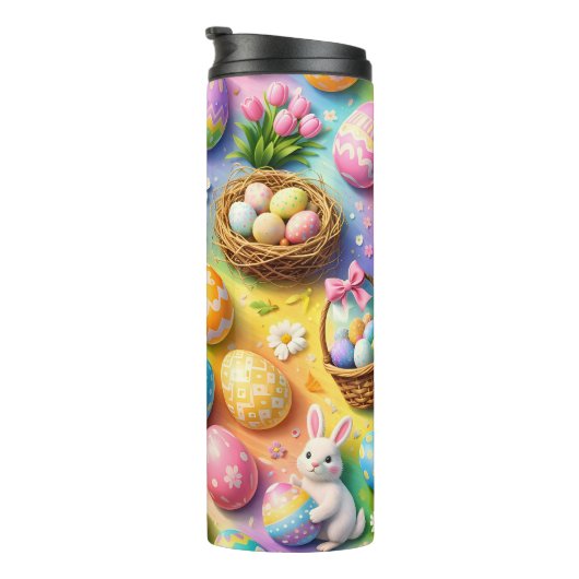 Easter bunny and colourful egg pattern thermosbecher (Nach rechts gedreht)