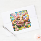 Easter bunny and colourful eggs whimsical sticker  (Umschlag)