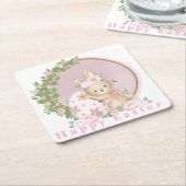 Easter Bunny at Garden Paper Coaster Rechteckiger Pappuntersetzer (angewinkelt)